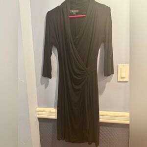 Karen Kane Black faux wrap-around midi dress - M